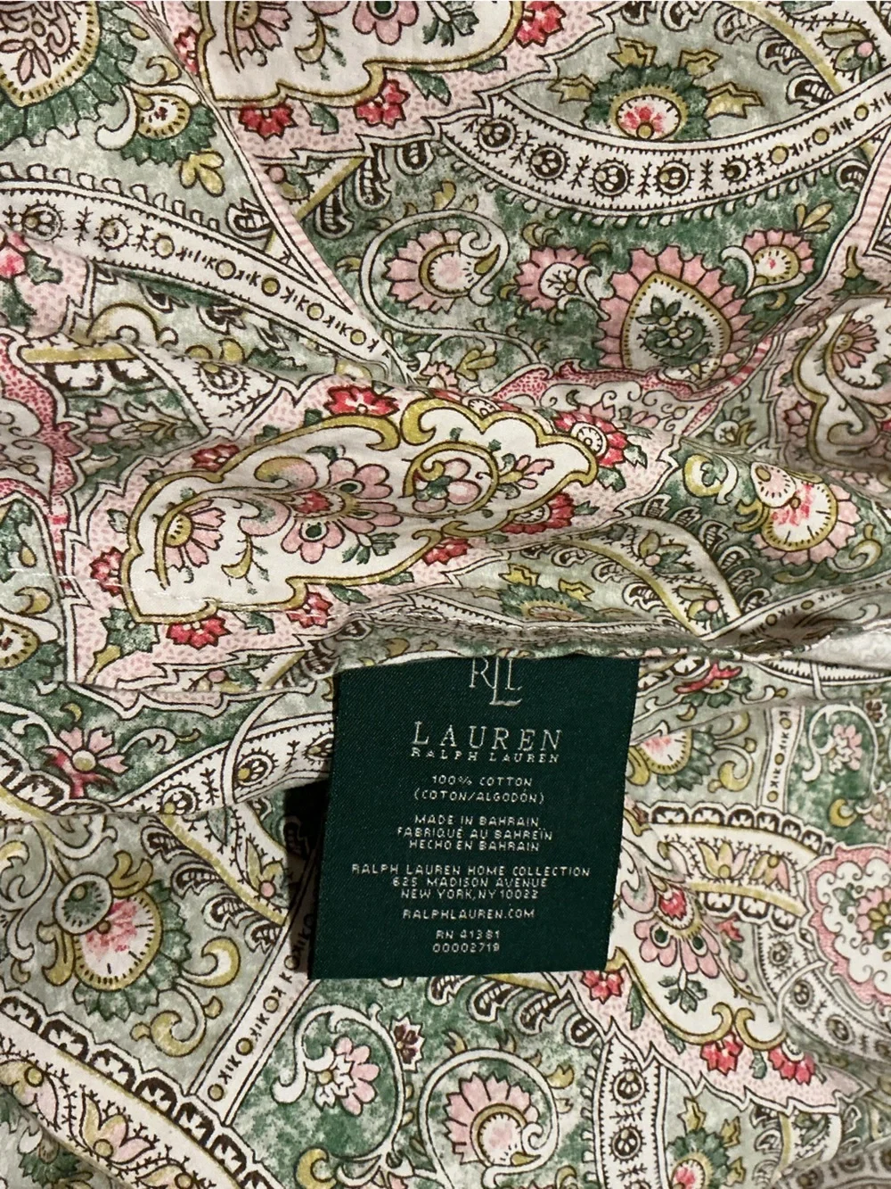 EUC Ralph Lauren King Paisley 100% Cotton Flat Sheet